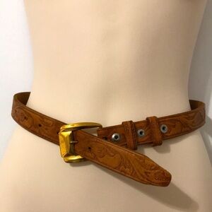 Vintage Wesco Tan Southwest Tool Embossed Top Grain Cowhide Leather Belt 24
